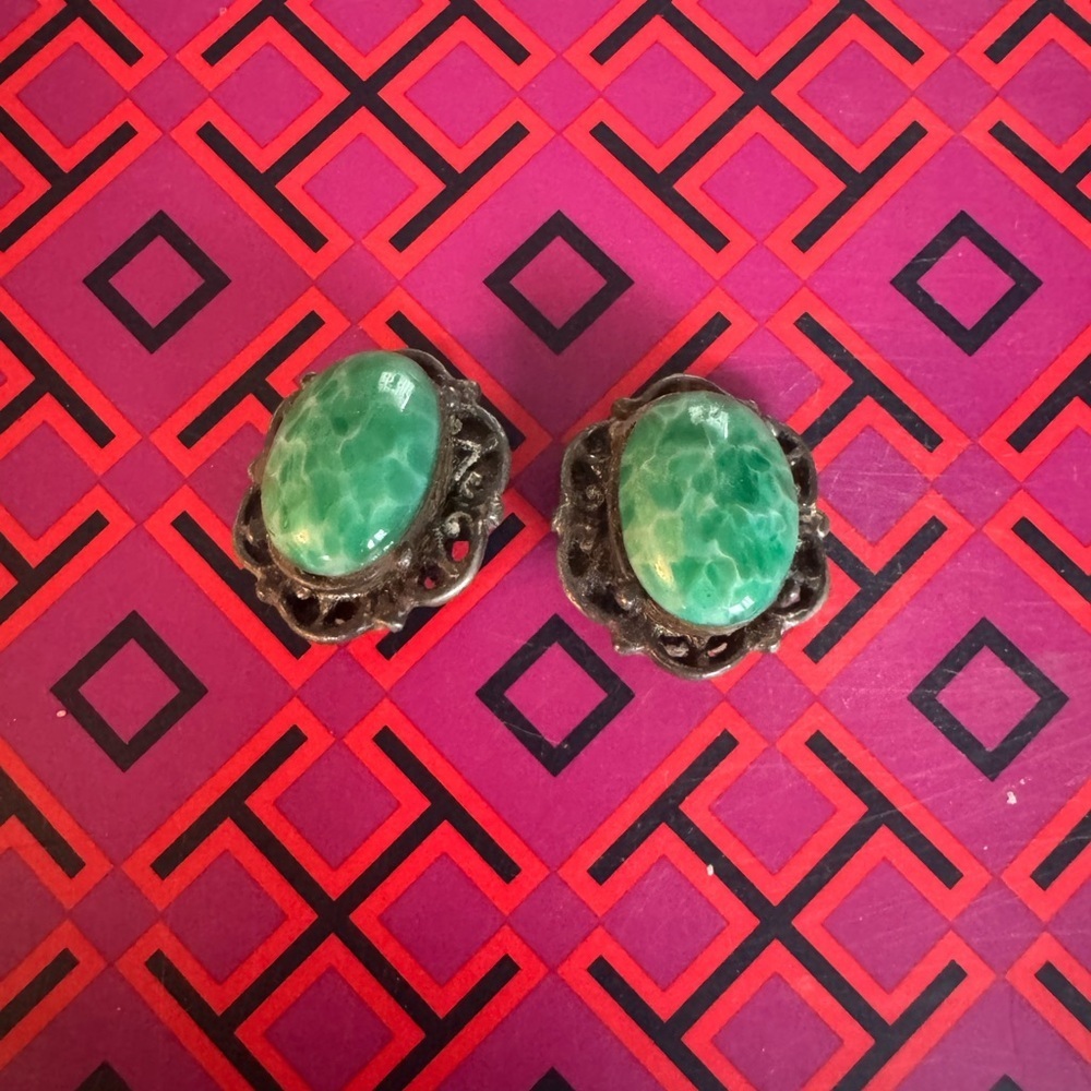 Elegant Green Stone Earrings